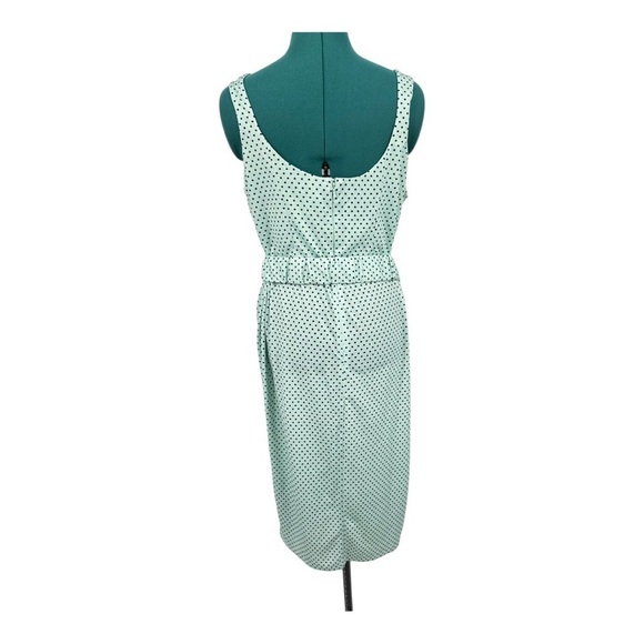 ASOS DESIGN CAMI CUPPED MIDI DRESS WITH RUCHED BELT IN MINT & BLACK DOT NWT - Picture 5 of 8